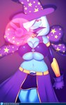 2018 anthro anthrofied armwear big_breasts bottomwear breasts cape chromapan cleavage clothed clothing elbow_gloves equid equine female friendship_is_magic gloves handwear hasbro hat headgear headwear hi_res horse magic mammal my_little_pony navel pony skirt solo trixie_(mlp) under_boob wizard_hat