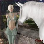 1:1 3d_(artwork) blonde_hair digital_media_(artwork) duo elf equid equine female hair hi_res horn humanoid male mammal mythological_creature mythological_equine mythology navel unicorn vaesark