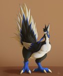 2022 absurd_res avian avian_taur biped biped_taur black_hair blue_body blue_skin chocobo_taur claws digital_media_(artwork) digital_painting_(artwork) feather_hair feathers finger_claws folded_wings green_eyes hair hand_on_face hi_res male male_taur multicolored_body multicolored_feathers neck_tuft nova-drox nude_male nude_taur pseudo_hair shaded shadow signature simple_background small_upper_body soft_shading solo standing tail tail_feathers taur toe_claws tuft wings year zarakon