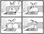 absurd_res anthro bat border comic comic_panel cutlery dan_(danglebat) danglebat food fork greyscale hi_res humor joke kitchen_utensils kristalkarma male mammal monochrome pasta restaurant solo spaghetti stain tools white_border