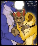 animal_genitalia anthro canid canine canine_genitalia canis collar cover cover_art cover_page detailed_background dragon fellowwolf full_moon genitals group hi_res holding_character horn hybrid jax_the_alpha_(fellowwolf) landon_(fellowwolf) looking_at_viewer male male/male mammal moon mythological_canine mythological_creature mythological_scalie mythology nipple_piercing nipple_ring nipples nude nude_anthro nude_male piercing ring_piercing ryan_the_omega_(fellowwolf) scalie sheath size_difference touching_face trio werecanid werecanine werecreature werewolf wolf