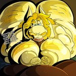 1:1 absurd_res anthro asgore_dreemurr beard big_butt big_nipples blonde_hair boss_monster_(undertale) bovid butt caprine cellulite cross-eyed dialogue duo english_text faceless_character faceless_male facial_hair genitals ghost goat hair hairy hairy_body hi_res horn huge_butt long_ears looking_at_viewer male male/male mammal moobjob moobs nipples oral overweight overweight_male penis penis_tip possbooty sex slightly_chubby spirit sucking_tip text undertale_(series)