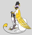 adam_(hazbin_hotel) angel angel_humanoid avian avian_taur feathered_wings feathers ginrin_goshiki gryphon gryphon_taur halo hazbin_hotel hi_res humanoid male mythological_avian mythological_creature mythology nail_file solo tail taur taurified wings