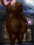 anthro bear belly belly_overhang big_breasts big_butt body_size_growth breasts brown_body brown_fur butt dessert doughnut female food fur gesture giant_food growth_sequence hand_gesture hi_res huge_breasts huge_butt huge_hips huge_thighs looking_up macro mammal meanybeany nude obese obese_anthro obese_female overweight overweight_anthro overweight_female pastry pinup pointing pointing_up pose presenting presenting_hindquarters size_transformation slightly_chubby slightly_chubby_anthro slightly_chubby_female smile solo standing_position thick_thighs transformation ursine wide_hips