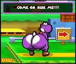 animated anthro anus backsack balls big_butt bonguitoweon bouncing_balls bouncing_butt bubble_butt butt butt_heart clothing crouching day detailed_background footwear footwear_only genitals grass huge_butt humanoid_genitalia looking_back male mario_bros mostly_nude nintendo outside penis plant puffy_anus purple_body purple_skin purple_yoshi rear_view shaking_butt shoes shoes_only solo text twerking yoshi