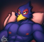 Rating: q
ID: 5581478
Date: 2025-05-18 14:29:32 -0400
Status: active
Score: 14
abs anthro avian bird blue_body blue_feathers bust_portrait cheek_tuft elfein facial_tuft falco_lombardi feathers green_eyes head_on_pillow hi_res male muscular muscular_anthro muscular_male nintendo nipples nude_male pecs pillow portrait reclining solo star_fox tuft post #5581478