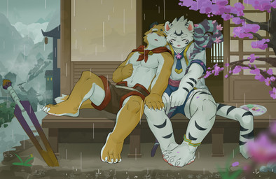 Rating: s
ID: 4433078
Date: 2023-11-24 01:38:23 -0500
Status: active
Score: 40
absurd_res anthro athletic athletic_anthro athletic_male bottomwear cape cherry_blossom cherry_blossom_tree cherry_tree clothing duo elysium_above eyes_closed felid flower food fruit_tree fur fur_markings guang_yuan hair hi_res joeyzliaotang jue_ming magic_wand male mammal markings melee_weapon multicolored_body multicolored_fur pantherine plant prunus_(flower) raining shirt shirtless_male shorts sleeping striped_body striped_fur stripes sword tail tiger topwear tree two_tone_body two_tone_fur weapon white_body white_fur yellow_body yellow_fur young young_anthro young_male post #4433078