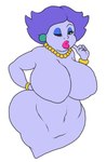 big_breasts bracelet breasts ear_piercing ear_ring featureless_breasts featureless_crotch female ghost green_eyes hair huge_breasts humanoid humanoid_face jewelry lipstick looking_at_viewer madame_flurrie makeup mario_bros navel necklace nintendo not_furry one_eye_closed paper_mario paper_mario:_the_thousand_year_door piercing purple_body purple_hair ring_piercing snugundies solo spirit third-party_edit wink