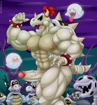 2024 2_horns 4_fingers abs animated_skeleton anthro areola barazoku biceps big_muscles big_penis blush bone bony_beetle boo_(mario) bracelet claws deltoids detailed_background digital_media_(artwork) dry_bones dry_bowser elemental_creature erection fingers fish fish_bone_(mario) flora_fauna genitals ghost glans goomba group hair heart_symbol hi_res horn humanoid_genitalia humanoid_penis jewelry koopa koopa_troopa male marine mario_bros muscular muscular_anthro muscular_male muscular_thighs nintendo nipples non_mammal_nipples nude obliques open_mouth pecs penis piranha_plant plant quads red_hair reptile scalie shell skeleton skull skull_head smile solo_focus spiked_bracelet spiked_tail spikes spikes_(anatomy) spirit tail teeth tongue tongue_out tree turtle undead vein veiny_penis woofmadness