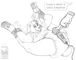 2022 4_toes 5_fingers ankle_cuffs anthro bdsm bear biped bondage bottlebear bound claws clothed clothing cuff_(restraint) dialogue diaper digital_drawing_(artwork) digital_media_(artwork) duo english_text feet fingers fur hi_res hindpaw hitachi_magic_wand male mammal manor_(bottlebear) monochrome open_mouth pawpads paws restraints sex_toy simple_background smile solo_focus teeth text toes vibrator wand_vibrator wearing_diaper wrist_cuffs