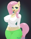 anthro anthrofied big_breasts breasts butt clothed clothing equid equine female fluttershy_(mlp) fluttersonicart friendship_is_magic hair hasbro hi_res horse mammal my_little_pony mythological_creature mythological_equine mythology pegasus pink_hair pony smile solo tail wings yellow_body