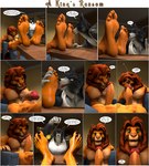 2023 3d_(artwork) 5_fingers 5_toes anthro anthrofied armchair barefoot black_body black_fur border butt canid canine canis chair clock clothing comic dialogue digital_media_(artwork) disney dominant dominant_male duo ejaculation eleven_frame_image english_text erection eyes_closed feet felid fingers flaccid foot_fetish foot_focus foot_grab foot_lick foot_on_table foot_play fur furniture genitals glans grey_body grey_fur hi_res humanoid_feet humanoid_genitalia humanoid_penis hypnosis hypnotic_eyes inside kidnap kidnapping licking lights lion male male/male mammal mane mind_control multicolored_body multicolored_fur muscular muscular_anthro muscular_male orange_body orange_fur pantherine penile penis plantigrade pointy_ears prick_ears red_glans red_mane shadow shirt simba_(the_lion_king) sitting sitting_on_armchair snout soles speech_bubble spiral_eyes stopwatch submissive submissive_male table tank_top text the_lion_king toes tongue tongue_out topwear two_tone_body two_tone_fur unconscious unconscious_male viciouscabaret wall_(structure) watch white_border white_clothing white_shirt white_tank_top white_topwear white_wall wolf yellow_body yellow_fur yellow_penis