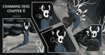 anthro big_breasts big_butt breast_growth breasts butt cloak cloak_only clothing confusion crossgender english_text female gender_transformation growth hi_res hollow_knight male mtf_transformation piekiller question_mark short_stack surprise team_cherry text the_knight_(hollow_knight) thick_thighs transformation vessel_(species) walking weapon