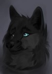 2017 absurd_res ambiguous_feral ambiguous_gender black_body black_fur black_nose blue_eyes canid canine canis colored digital_drawing_(artwork) digital_media_(artwork) female_(lore) feral fur grey_background headshot_portrait hi_res mammal martith mouth_closed neck_tuft portrait shaded simple_background solo three-quarter_view tuft wolf