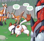 Rating: q
ID: 5639642
Date: 2025-06-13 14:21:19 -0400
Status: active
Score: 29
ambiguous_gender anthro armor biped bodily_fluids brown_body brown_fur brown_tail butt capcom claws cobatsart detailed_background exclamation_point felid felyne feral fur group heart_symbol hi_res human jennifur_(cobatsart) lynian male mammal monster_hunter mouth_closed multicolored_body multicolored_fur multicolored_tail palico question_mark rear_view shadow sound_effects sweat tail white_body white_fur white_tail post #5639642