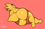 2024 3_toes alphys anatomy anthro big_butt bone_frill breasts bubble_butt butt butt_focus colored digital_drawing_(artwork) digital_media_(artwork) eyelashes feet female frill_(anatomy) glistening glistening_butt half-closed_eyes hi_res huge_butt looking_at_viewer looking_back looking_back_at_viewer lying monster narrowed_eyes nude on_side outline overweight overweight_female rear_view reptile samirachuni scales scalie shaded signature simple_background slightly_chubby slightly_chubby_anthro slightly_chubby_female solo tail thick_outline thick_thighs toes undertale undertale_(series) yellow_body yellow_scales