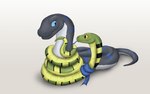 16:10 akaikosh blue_eyes blue_tongue coiling duo feral green_body grey_body happy imminent_vore male male/male orange_eyes reptile scalie scarf simple_background snake tail tongue white_background widescreen