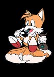 alpha_channel bag border candy canid canine classic_sonic_(universe) classic_tails copymirror dessert eating food fox fur male mammal miles_prower mint_(candy) multi_tail orange_body orange_fur sega solo sonic_the_hedgehog_(series) tail transparent_border