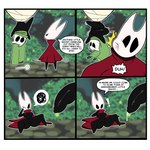 1:1 4_panel_comic absurd_res arthropod black_body black_eyes bodily_fluids border breasts cloak clothed clothing cockslap dialogue duo english_text female forest forest_background genital_fluids genitals hi_res holding_object holding_weapon hollow_knight hornet_(hollow_knight) humanoid_genitalia humanoid_penis insect leaking_precum lying male male/female melee_weapon monamania mostly_offscreen_character nature nature_background nude on_back penis plant precum restrained_legs slap stepbrother_(lore) stepsibling_(lore) stepsister_(lore) sword team_cherry text the_wanderer_(msignmeup) tree vessel_(species) weapon white_body white_border