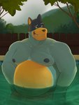 Rating: q
ID: 5305043
Date: 2025-01-13 11:10:24 -0500
Status: active
Score: 69
3:4 5_fingers anthro australian_cattle_dog bandit_heeler belly big_belly black_body black_fur blue_body blue_fur bluey_(series) canid canine canis cattledog clothing domestic_dog fingers fur grin herding_dog hi_res male mammal moobs musclegut muscular muscular_male navel nipples partially_submerged pastoral_dog pool smile solo stubble swimming_trunks swimwear tan_body tan_fur teeth_showing thick_arms water zcdartz post #5305043