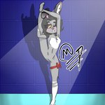 1:1 3_toes anny_(draws_of_mya) anthro black_hair breasts draws_of_mya featureless_breasts featureless_crotch feet female flexible fur hair inner_ear_fluff inside lagomorph leporid mammal multicolored_body multicolored_fur nude on_one_leg rabbit raised_leg small_breasts solo spread_legs spreading standing toes tuft two_tone_body two_tone_fur yellow_eyes