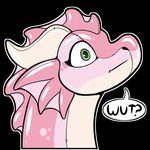 animate_inanimate cerisey dragon fin green_eyes horn inflatable latex living_inflatable living_latex mythological_creature mythological_scalie mythology pink_body pool_toy scalie symrea telegram_sticker