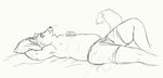 2019 anthro boxer_briefs canid canine cettus clothed clothing fox hand_behind_head hand_on_chest looking_at_viewer lying male mammal on_back partially_clothed pillow side_view sketch slightly_chubby slightly_chubby_anthro slightly_chubby_male solo topless underwear underwear_only