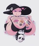 absurd_res age_difference anthro areola big_breasts boob_hat breast_tattoo breasts canid canine canis clothing costume dennis_the_dog domestic_dog domestic_pig duo female hi_res huge_breasts male male/female mammal mature_female peggy_pig smokyjai suid suina sus_(pig) tattoo