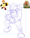 2023 anthro bark_the_polar_bear bear capcom cosplay crossover crossover_cosplay fighting_game fusion hi_res human male mammal meatboom monochrome muscular muscular_anthro muscular_human muscular_male polar_bear sega simple_background sketch solo sonic_the_hedgehog_(series) street_fighter ursine white_background