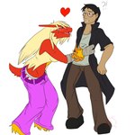 1:1 anthro aroused aroused_smile black_hair blaziken blue_eyes breasts brown_eyes clothed clothing confusion deiser duo feathers female fire fur gender_transformation generation_3_pokemon hair heart_symbol hi_res human kaitofletcher long_hair male male/female mammal medium_breasts mind_alteration mtf_transformation nintendo oversized_clothing personality_change pokemon pokemon_(species) red_body red_feathers species_transformation surprised_expression thick_thighs transformation underwear yellow_body yellow_feathers yellow_fur