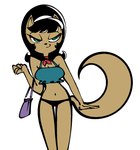 2024 anthro ascot black_hair breasts cleavage clothed clothing crop_top domestic_cat felid feline felis female front_view green_eyes hair half-closed_eyes kitty_katswell looking_at_viewer m4nzel mammal narrowed_eyes nickelodeon panties portrait pose purse shirt simple_background smile solo standing t.u.f.f._puppy tail tan_body thigh_gap three-quarter_portrait topwear underwear white_background