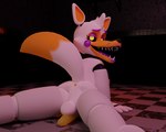 2022 3d_(artwork) absurd_res animatronic anus barely_visible_breasts black_sclera breasts canid canine checkered checkered_floor digital_media_(artwork) dipstick_tail eyebrows eyelashes fingers five_nights_at_freddy's five_nights_at_freddy's_world fox genitals gynomorph halseyrenders hi_res intersex lolbit_(fnaf) machine mammal markings nipples no_irises open_mouth orange_anus orange_breasts orange_inner_ear orange_penis orange_tail_tip penis purple_eyebrows purple_nipples purple_tongue robot scottgames sharp_teeth solo tail tail_markings teeth tongue white_body white_tail yellow_eyes