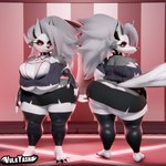 1:1 3d_(artwork) anthro armwear big_breasts big_butt breasts butt canid canid_demon canine clothing collar demon digital_media_(artwork) elbow_gloves female gloves grey_hair hair handwear hellhound helluva_boss hi_res huge_breasts huge_butt legwear loona_(helluva_boss) mammal mythological_canine mythological_creature mythology red_sclera solo spiked_collar spikes tail thick_thighs thigh_highs vulkyasha