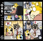 age_difference angry anthro at_work base_two_layout body_hair boss briefs canid canine canis cellphone chest_hair clock clothed clothing comic dating_app dialogue domestic_dog electronics emanata four_frame_grid four_frame_image gab_(comic) gab_shiba gabshiba grid_layout gums implied_homosexuality male mammal nipples older_male open_mouth partially_clothed phone pictographics recognition regular_grid_layout shiba_inu spitz teeth_showing tighty_whities tongue_showing two_row_layout underwear watch white_briefs white_clothing white_underwear wristwatch yawn