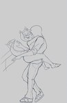 animated anon_(snoot_game) anthro bald carrying_another cavemanon_studios ceratopsian clothed clothing def_not_sketch dinosaur duo eyes_closed facial_horn featureless_face female freckled_face freckles goodbye_volcano_high hi_res horn hug human kissing male mammal nude nude_anthro nude_female ornithischian prehistoric_species reptile scalie short_playtime size_difference sketch snoot_game tail tail_motion tailwag triceratops trish_(gvh) unfinished