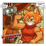 1:1 2021 absurd_res anthro biceps borzoi brown_eyes canid canine canis ceehaz comic dog_knight_rpg domestic_dog duo female flexing fur hair hi_res hunting_dog maci_(ceehaz) mammal muscular muscular_anthro muscular_arms muscular_female orange_body orange_fur orange_hair orinette_(ceehaz) pomeranian sighthound smile spitz