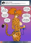 2018 anthro ask_blog bikini breasts butt cheetah clothed clothing comic conditional_dnp dialogue digital_media_(artwork) dynamite_(kadath) english_text felid feline female grey_eyes kadath mammal side_boob solo swimwear tail text topless two-piece_swimsuit