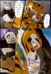 anthro bear better_late_than_never collar comic daigaijin dialogue dreamworks duo ellipsis english_text felid female flower giant_panda green_eyes kung_fu_panda male mammal master_po_ping master_tigress nude painting_(artwork) pantherine plant red_eyes slightly_chubby text tiger traditional_media_(artwork) watercolor_(artwork)