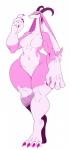 4_fingers 4_toes absurd_res anthro bao_(sssonic2) big_breasts blue_eyes bovid breasts caprine claws club_arms curvy_figure digital_media_(artwork) featureless_breasts featureless_crotch feet female fingers fur goat hi_res horn huge_hands looking_at_viewer mammal muscular muscular_anthro muscular_female navel nude pink_body pink_fur raised_arm simple_background solo sssonic2 thick_thighs toe_claws toes voluptuous white_background wide_hips yellow_sclera