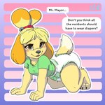 Rating: q
ID: 4726866
Date: 2024-04-17 17:26:43 -0400
Status: active
Score: 185
1:1 abstract_background accessory animal_crossing anthro asking_viewer bell bottomwear canid canine canis claws clothed clothing crawling diaper domestic_dog english_text female furgonomic_bottomwear furgonomics hair_accessory hairband heart_eyes heart_symbol hi_res isabelle_(animal_crossing) mammal nintendo shirt smile solo speech_bubble stargal_galexi t-shirt text topwear wearing_diaper post #4726866