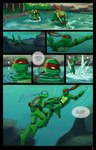 adolescent brother_(lore) brothers_(lore) comic dialogue duo forest hi_res kerchief lake leonardo_(tmnt) male momorawrr neattea outside plant raphael_(tmnt) reptile scalie sibling_(lore) swimming teenage_mutant_ninja_turtles tree turtle underwater water young