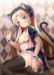 animal_humanoid barely_visible_genitalia barely_visible_pussy black_clothing black_footwear black_legwear black_socks black_thigh_highs black_thigh_socks blonde_hair blush breasts camera cat_humanoid cat_tail clothed clothing collar dark_clothing dark_footwear dark_legwear dark_socks dark_thigh_highs device dress felid felid_humanoid feline feline_humanoid female footwear fur genitals grey_body grey_fur hair holding_camera holding_device holding_object humanoid inner_ear_fluff kaitou_tenshi_twin_angel kouzu_shou legwear long_hair maid_uniform mammal mammal_humanoid monotone_clothing monotone_footwear monotone_legwear monotone_socks monotone_thigh_highs monotone_thigh_socks nipples partially_clothed plantigrade purple_eyes pussy salome_(twin_angel) small_breasts socks solo thigh_highs thigh_socks tuft uniform