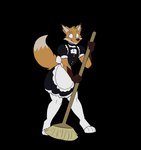 absurd_res alpha_channel anthro biped broom brown_body brown_fur canid canine cleaning_tool clothed clothing crossdressing dipstick_ears dipstick_tail ear_markings femboy fox fully_clothed fur gloves_(marking) hi_res holding_broom holding_cleaning_tool holding_object maid_uniform male mammal markings multicolored_ears orange_body orange_fur orange_tail simple_background solo standing suitedwolfie tail tail_markings transparent_background uniform