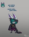 anthro biped clothed clothing english_text female fur green_hair hair league_of_legends riot_games solo tencent text toby_art vex_(lol) yordle