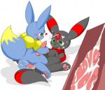 alternate_color anal anal_penetration animal_genitalia animal_penis balls blaze_(blaze_water_sage) blush bodily_fluids cum cum_in_ass cum_inside cum_on_face cum_on_own_face cum_on_self cum_while_penetrated cumshot duo eevee eeveelution ejaculation erection fan_character fangs feral feral_on_feral generation_1_pokemon generation_2_pokemon genital_fluids genitals internal internal_anal km-15 knot male male/male male_penetrated male_penetrating male_penetrating_male nintendo open_mouth orgasm penetration penile penile_penetration penis penis_in_ass pokemon pokemon_(species) scarf sex simple_background teeth tongue umbreon