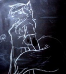 1996 anthro archived_source canid canine chalk chalkboard close-up eurofurence female fox grandfathered_content information_board low_res mammal photography_(artwork) real samuel_jirenius solo tail vintage