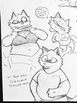 3:4 anthro belly big_breasts breasts canid canine clothed clothed_anthro clothed_female clothing clothing_lift english_text female female_anthro flashing flashing_breasts fox fur group hi_res kontol labirhin mammal monochrome multiple_poses navel pose profanity sharp_teeth shirt shirt_lift slightly_chubby slightly_chubby_anthro slightly_chubby_female solo speech_bubble teeth text thick_thighs topwear traditional_media_(artwork)