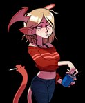 Rating: s
ID: 5606303
Date: 2025-05-29 05:41:51 -0400
Status: active
Score: 2
alpha_channel beverage_can blonde_hair bottomwear breasts cigarette clothed clothing crop_top demon demon_humanoid denim denim_bottomwear denim_clothing discount-supervillain female fully_clothed hair head_wings humanoid humanoid_pointy_ears jeans living_tail membrane_(anatomy) membranous_wings not_furry pale_skin pants pointy_ears portrait shirt simple_background smoking smoking_cigarette solo standing sweater tail teeth three-quarter_portrait topwear transparent_background unusual_anatomy unusual_tail unusual_wing_placement wings post #5606303