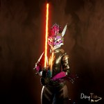 1:1 3d_(artwork) anthro c4d cinema_4d_(artwork) clothed clothing daytia digital_media_(artwork) fur gloves hair handwear hi_res holding_object holding_weapon jedi lightsaber looking_at_viewer male melee_weapon orange_lightsaber pose posed rexouium simple_background solo star_wars sword weapon