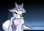 2024 absurd_res anthro blue_eyes breasts clothed clothed_anthro clothed_female clothing dragon dragontim_(character) female fur furred_dragon furred_scalie grey_body grey_clothing grey_fur hi_res looking_at_viewer medium_breasts multicolored_body multicolored_fur mythological_creature mythological_scalie mythology rem_phase scalie simple_background solo tail two_tone_body two_tone_fur white_body white_fur